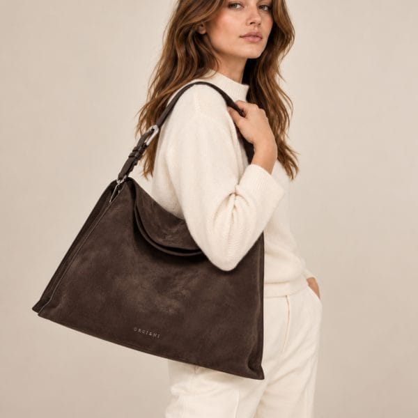 Orciani Borsa Trinity Peach Large in Suede