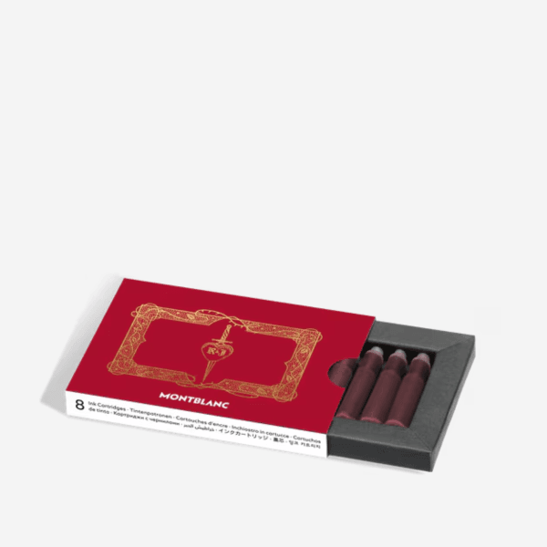 Cartucce inchiostro Montblanc Romeo e Giulietta Verona Red con confezione rossa decorata.