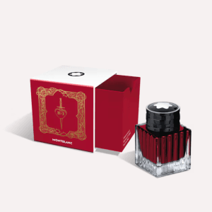 Boccetta inchiostro Montblanc Romeo e Giulietta Verona Red 50 ml con confezione rossa decorata.