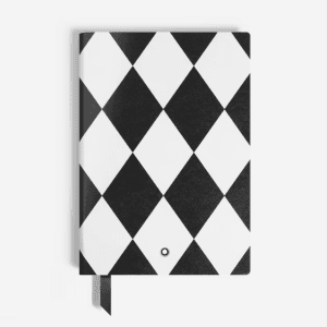 Montblanc MB134716 taccuino con copertina a rombi bianchi e neri e segnalibro nero