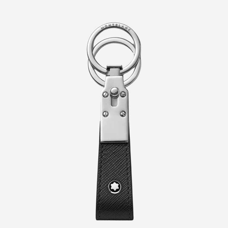 Portachiavi pelle Sartorial Montblanc verde con anello metallico e dettaglio emblematico.