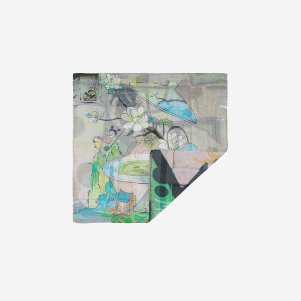 Talking Walls ava funk cha hu foulard quadrato double face in modal e seta