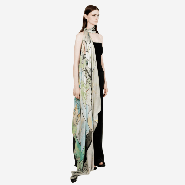 Talking Walls ava funk cha hu foulard quadrato double face in modal e seta