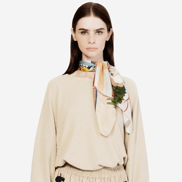 Talking Walls Twiggy Chicky Chick foulard quadrato in seta twill