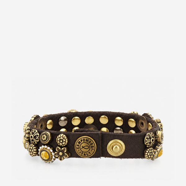 Campomaggi Classic Bracciale in Cuoio con Borchie MORO