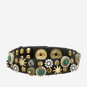 Campomaggi Forte dei Marmi bracciale in cuoio con borchie e strass