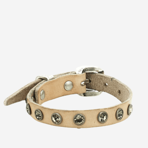 Campomaggi Montepulciano bracciale cuoio strass vacchetta conciata al vegetale tinta in capo C003390ND_X3050 | Sivieri Prestige Roma
