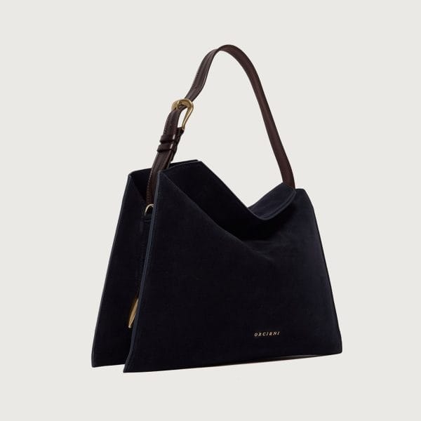 Borsa Trinity Peach Oro Midi a spalla in suede e cuoio