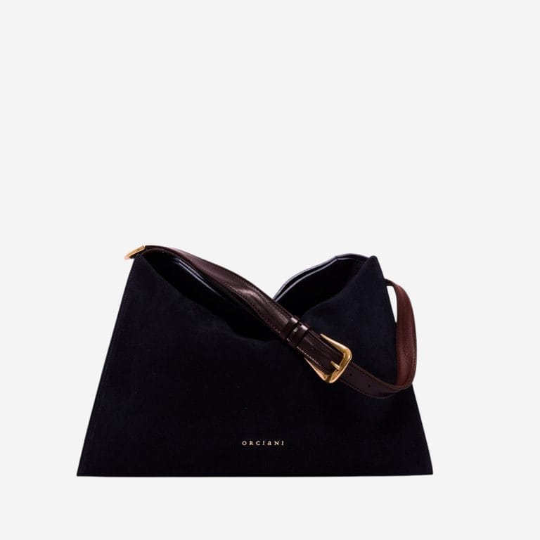 Borsa Orciani Trinity Peach Oro Midi in suede e cuoio