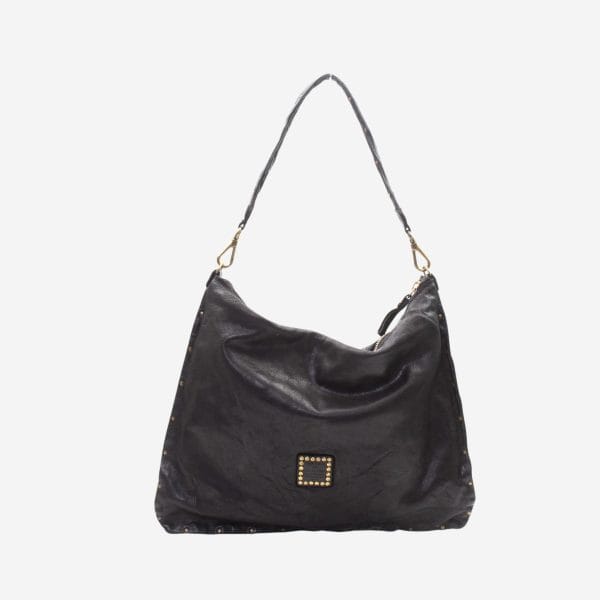 Borsa Vianda monospalla in vacchetta con rivetti