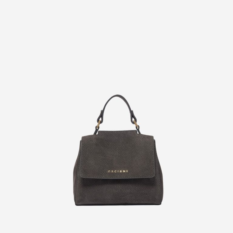Orciani Borsa Sveva Nabucco Mini in pelle nabuk con tracolla Carbone