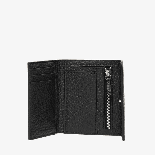 Portafoglio Orciani Small Flap Soft in pelle martellata Nero