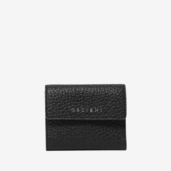 Portafoglio Orciani Small Flap Soft in pelle martellata Nero