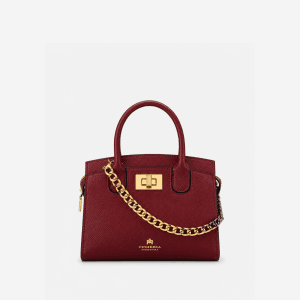 Borsa Cuoieria Fiorentina Bella Micro Tote Bag in Pelle Saffiano Bordeaux