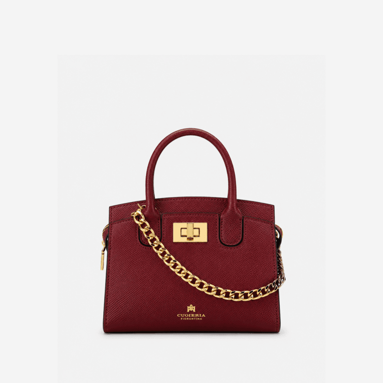 Borsa Cuoieria Fiorentina Bella Micro Tote Bag in Pelle Saffiano Bordeaux